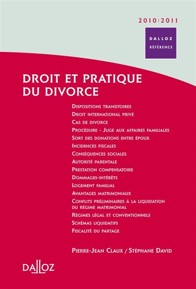 Droit et pratique du divorce 2010-2011