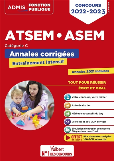 ATSEM, ASEM : annales corrigées, entraînement intensif : catégorie C, concours 2022-2023