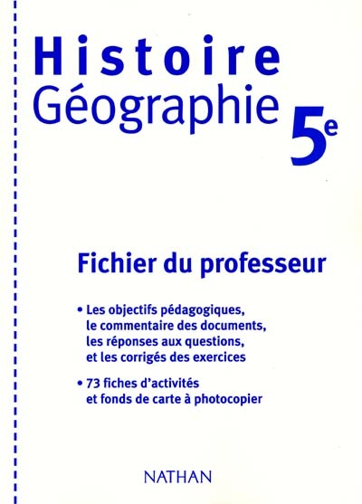 Histoire-géographie 5e : fichier du professeur