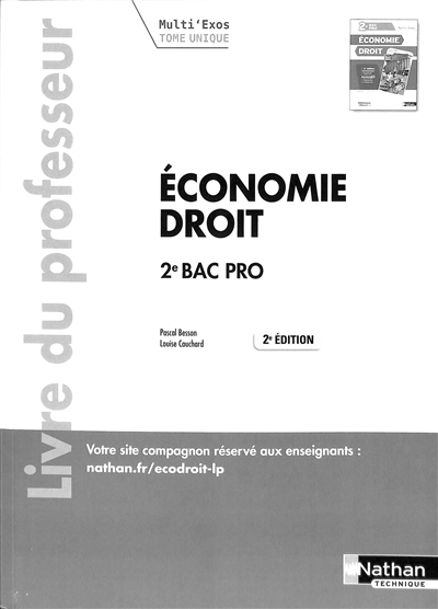 Economie, droit 2de bac pro : livre du professeur