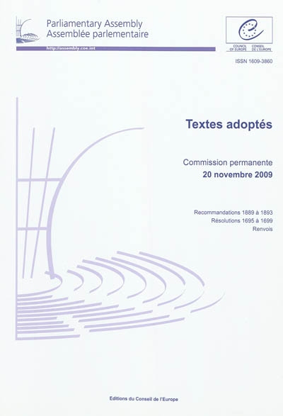 Assemblée parlementaire : textes adoptés : commission permanente 20 novembre 2009