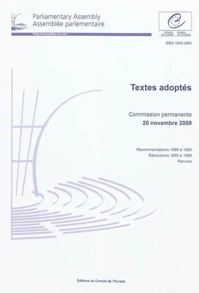 Assemblée parlementaire : textes adoptés : commission permanente 20 novembre 2009