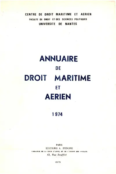 Annuaire de droit maritime et aérien, n° 1