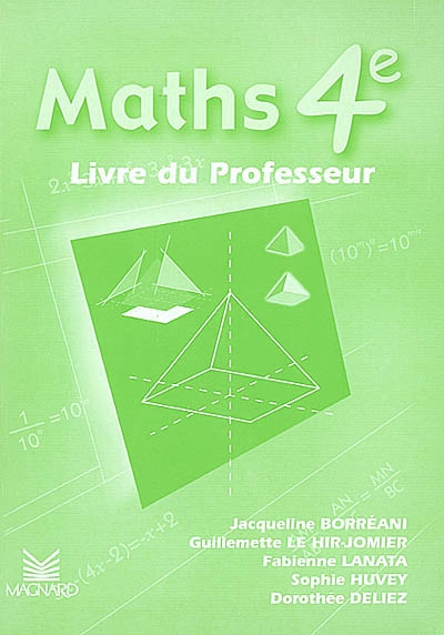 Maths 4e : le livre du professeur