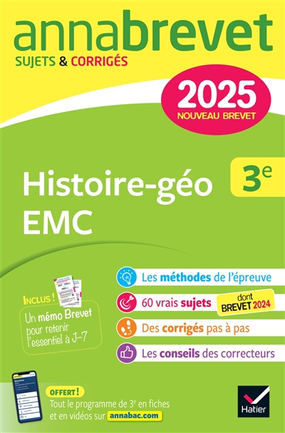 Histoire géographie, enseignement moral et civique 3e : nouveau brevet 2025