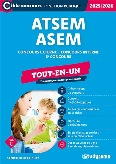 ATSEM, ASEM : concours externe, concours interne, 3e concours, tout-en-un, cat. C : 2025-2026