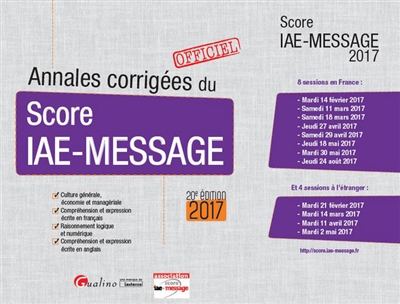 Annales corrigées du Score IAE-Message : 2017