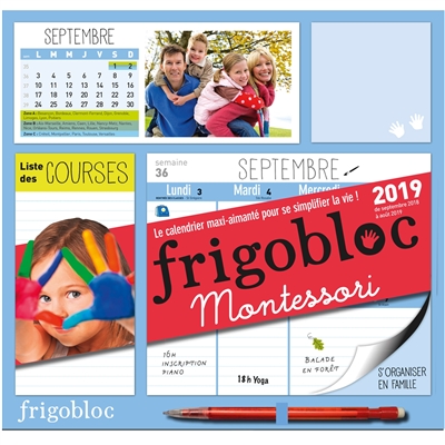 Frigobloc Montessori : de septembre 2018 à août 2019 : le calendrier maxi-aimanté pour se simplifier la vie !