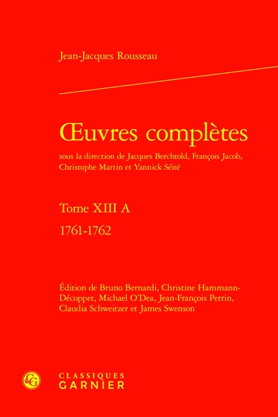 Oeuvres complètes. Vol. 13 A. 1761-1762