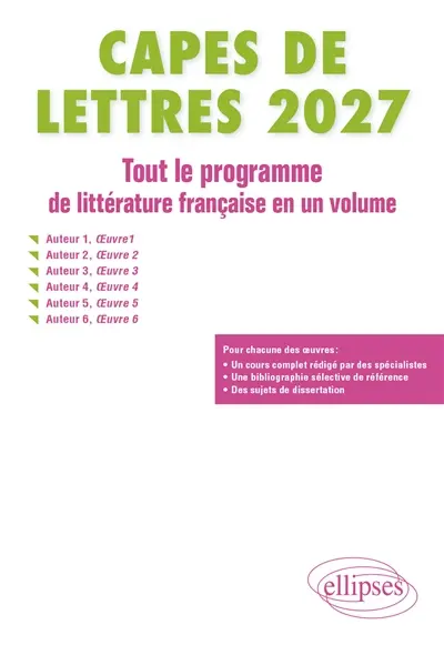 Capes de lettres 2027 : tout le programme de littérature française en un volume