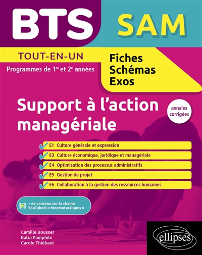 BTS SAM, support à l'action managériale : tout en un, programmes de 1re et 2e années : annales corrigées
