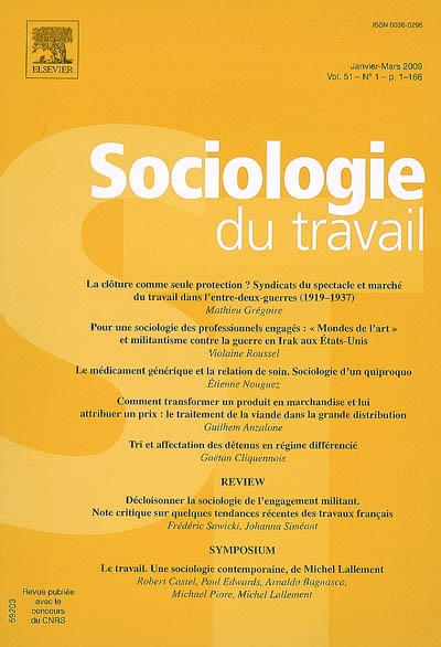 Sociologie du travail, n° 1 (2009)