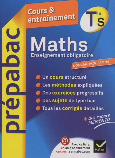 Maths Terminale S enseignement obligatoire : nouveau programme