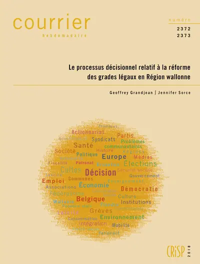 Courrier hebdomadaire, n° 2372-2373. Le processus décisionnel relatif à la réforme des grades légaux en Région wallonne