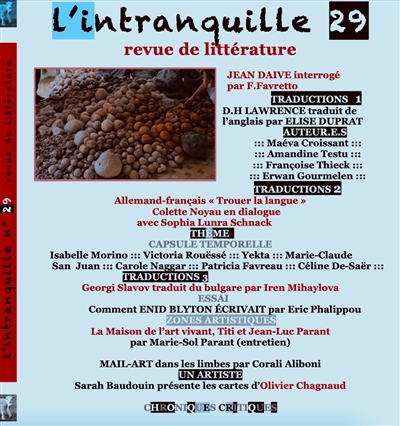 Intranquille (L') : revue de littérature, n° 29. Capsule temporelle