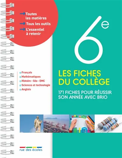 Les fiches du collège, 6e : 171 fiches pour réussir son année avec brio