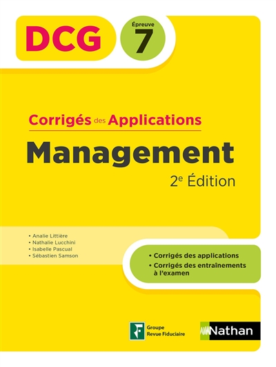 Management, DCG épreuve 7 : corrigés des applications
