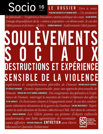 Socio, n° 16. Soulèvements sociaux : destructions et expérience sensible de la violence