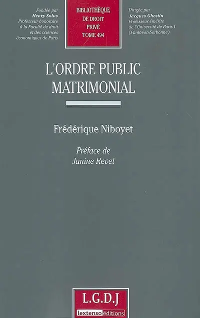 L'ordre public matrimonial