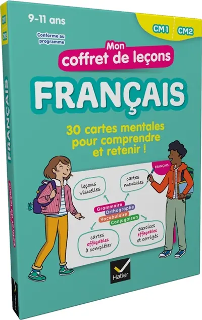 Mon coffret de leçons français, CM1, CM2, 9-11 ans : 30 cartes mentales pour comprendre et retenir ! : conforme au programme