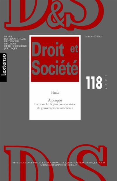 Droit et société, n° 118....