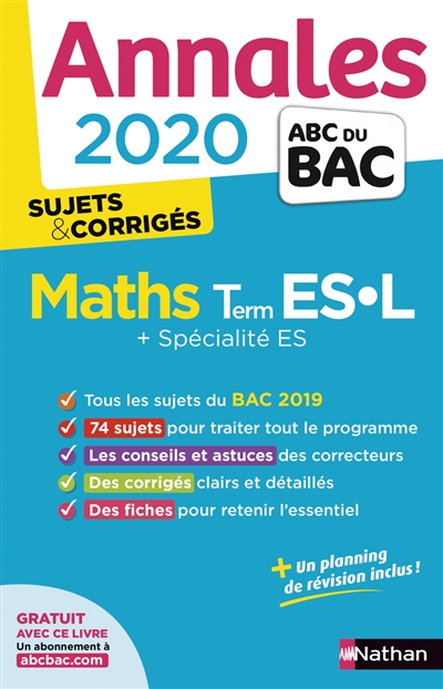 Maths terminale ES, L + spécialité ES : annales bac 2020, sujets & corrigés