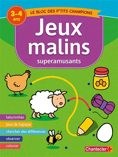 Jeux malins superamusants : le bloc des p'tits champions : 3-4 ans