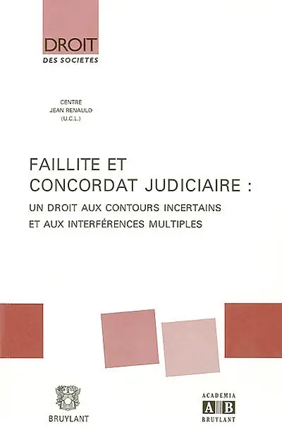 Faillite et concordat judiciaire : un droit aux contours incertains et aux interférences multiples : journées d'études, jeudi 25 avril 2002 - vendredi 26 avril 2002
