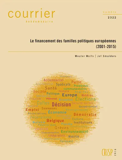 Courrier hebdomadaire, n° 2322. Le financement des familles politiques européennes (2001-2015)