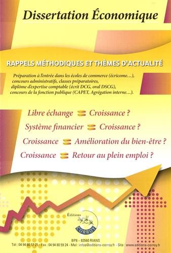 Dissertation économique : rappels méthodiques et thèmes d'actualité