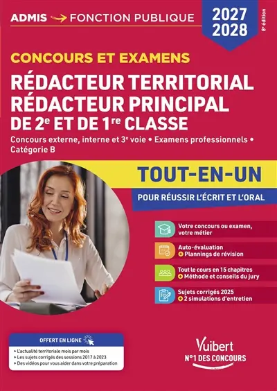 Rédacteur territorial, rédacteur principal de 2e classe : concours externe, interne, 3e voie, catégorie B : tout-en-un, 2027 Rédacteur territorial, rédacteur principal de 2e classe : concours externe, interne, 3e voie, catégorie B : tout-en-un, 2027