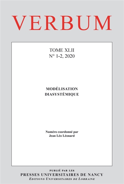 Verbum, n° 1-2 (2020). Modélisation diasystémique