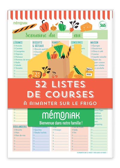 Bloc de 52 menus hebdomadaires à compléter : à aimanter sur le frigo ! -  Librairie Mollat Bordeaux