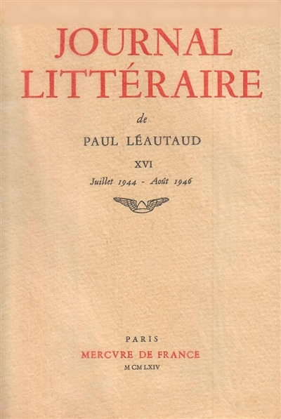 Journal littéraire. Vol. 16. 1944-1946