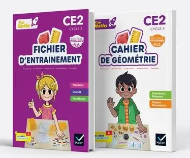 Cap maths CE2, cycle 2 : fichier d'entraînement + cahier de géométrie : pack 2 volumes