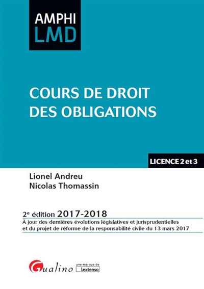 Cours de droit des obligations : licence 2 et 3 : 2017-2018