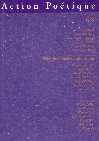 Action poétique, n° 178. Palestine : poètes d'aujourd'hui