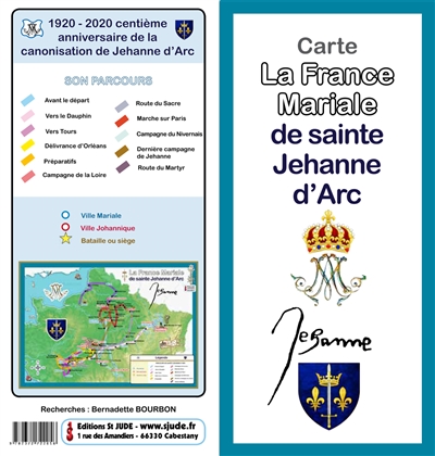 Carte de la France mariale de sainte Jehanne d'Arc