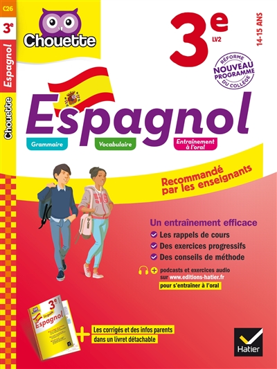 Espagnol 3e LV2, 14-15 ans : nouveau programme