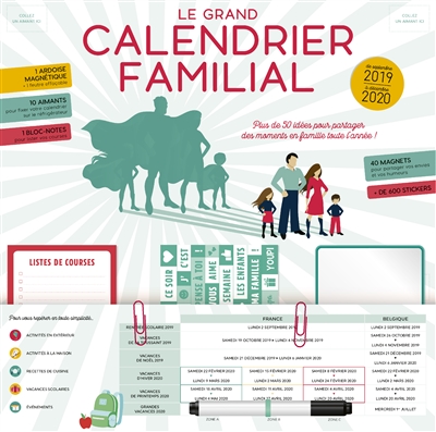 Le grand calendrier familial : plus de 50 idées pour partager des moments en famille toute l'année ! : de septembre 2019 à décembre 2020