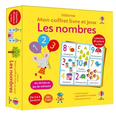 Les nombres : mon coffret livre et jeux : jeu de loto et jeu de mémoire