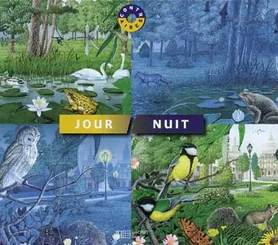 Jour, nuit : découvre les animaux des cinq continents qui sortent le jour mais aussi ceux qui préfèrent l'obscurité de la nuit