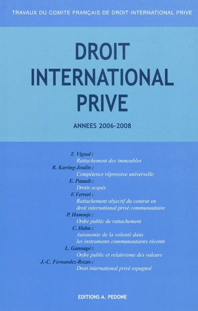 Droit international privé : 2006-2007, 2007-2008