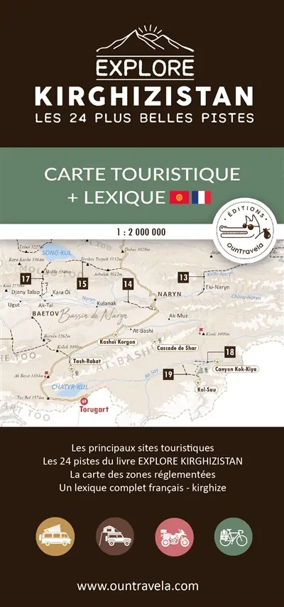 Explore Kirghizistan : les 24 plus belles pistes : carte touristique + lexique