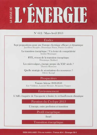 Revue de l'énergie, n° 612