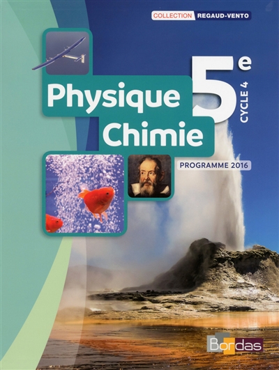 Physique chimie 5e, cycle 4 : programme 2016