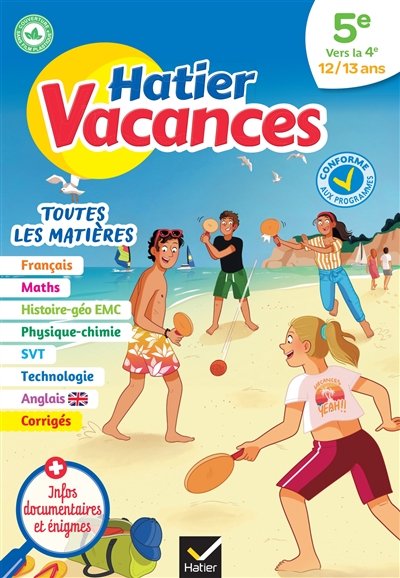 Hatier vacances, 5e vers la...