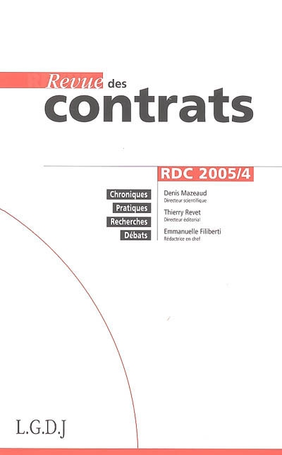 Revue des contrats, n° 4 (2005)