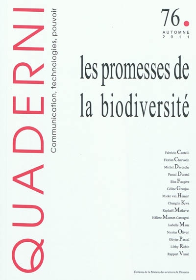Quaderni, n° 76. Les promesses de la biodiversité