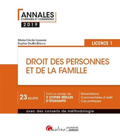 Droit des personnes et de la famille : licence 1 : 2019